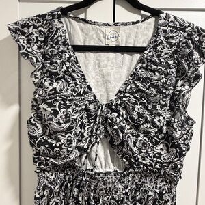 LOFT Black and White Floral Maxi Dress